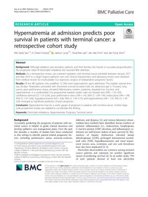 Hypernatremia at Admission Predicts Poor Survival