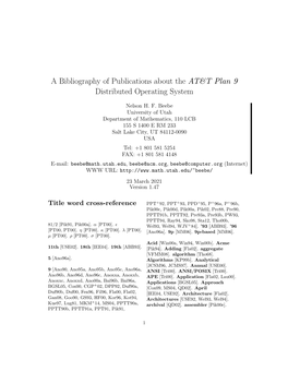 A Bibliography of Publications About the AT&T Plan 9 Distributed