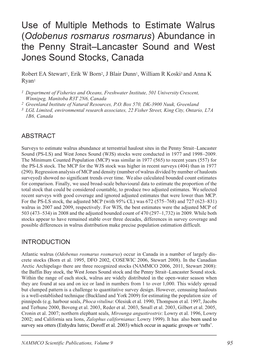 Odobenus Rosmarus Rosmarus) Abundance in the Penny Strait–Lancaster Sound and West Jones Sound Stocks, Canada