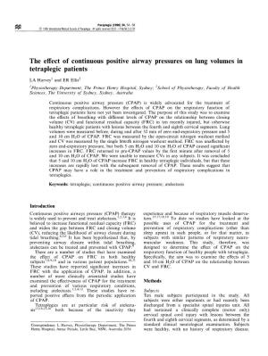 The Effect of Continuous Positive Airway Pressures on Lung Volumes