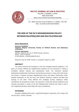 The Web of the EU's Neighbourhood Policy