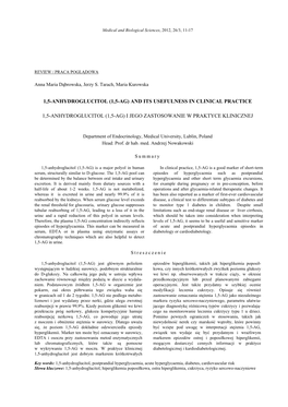 1,5-Anhydroglucitol (1,5-Ag) and Its Usefulness in Clinical Practice