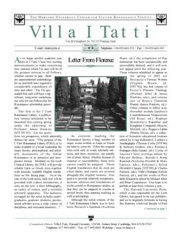 Volume 20 —,M— E-Mail: Vitatti@Tin.Itautumn 2000 Telephone: +39-055-603-251 / Fax: +39-055-603-383