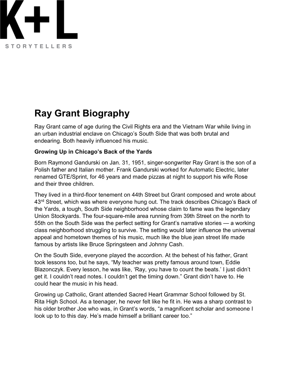Ray Grant Biography