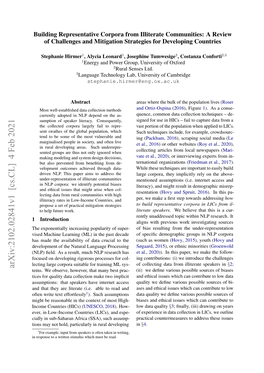 Building Representative Corpora from Illiterate Communities: a Review of Challenges and Mitigation Strategies for Developing Countries