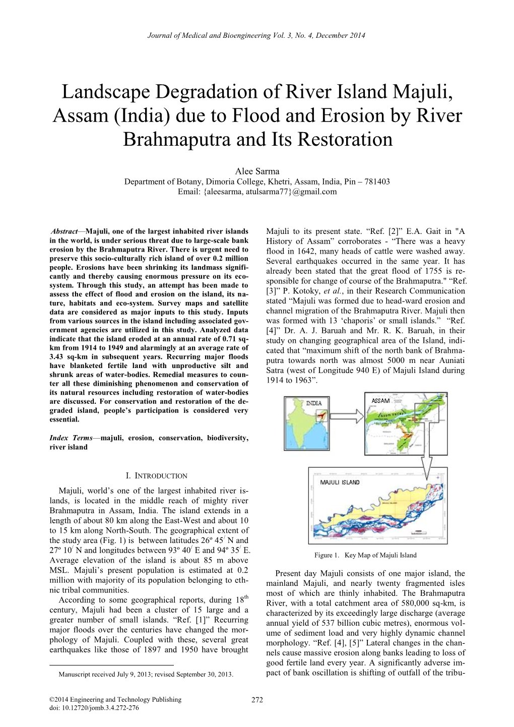 Landscape Degradation Of River Island Majuli, Assam (India) Due To ...