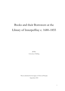 Books and Their Borrowers at the Library of Innerpeffray C. 1680–1855