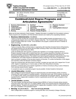 Combined/Joint Degree Programs and Articulation Agreements* 1