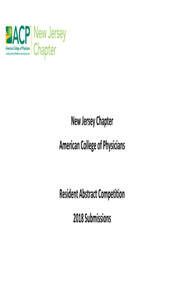New Jersey Chapter American College of Physicians Resident