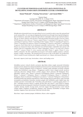 151 Cluster of Indonesia KABUPATEN-KOTA Potential In