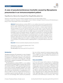 A Case of Pseudomembranous Tracheitis Caused by Mycoplasma Pneumoniae in an Immunocompetent Patient