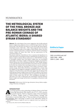 The Metrological System of the Final Bronze Age Balance Weights and the Pre-Roman Coinage of Atlantic Iberia: a Shared Syrian Standard?