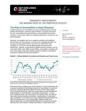 The Role of Commodities in Asset Allocation