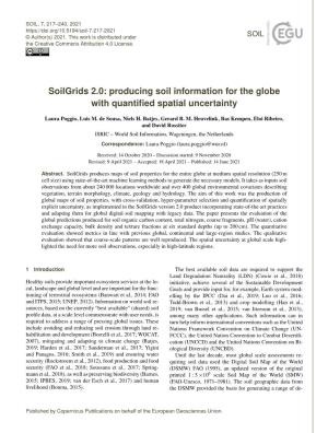 Soilgrids 2.0: Producing Soil Information for the Globe with Quantiﬁed Spatial Uncertainty