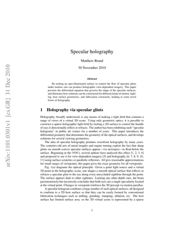 Specular Holography