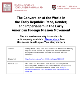Race, Gender, and Imperialism in the Early American Foreign Mission Movement