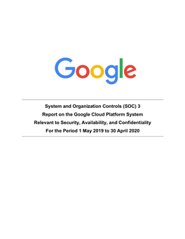 System and Organization Controls (SOC) 3 Report on the Google