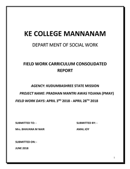Ke College Mannanam Depart Ment of Social Work