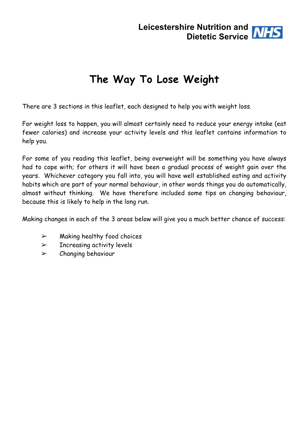 The Way to Lose Weight
