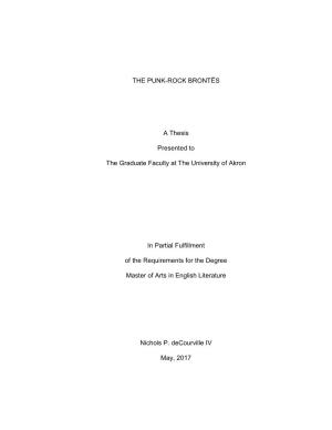 THE PUNK-ROCK BRONTËS a Thesis Presented to the Graduate