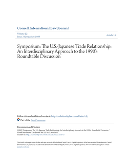 Symposium: the U.S.-Japanese Trade