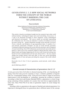 Generations X, Y, Z: How Social Networks Form the Concept of the World Without Borders (The Case of Lithuania)