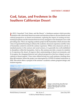 God, Satan, and Freshmen in the Deserts of California