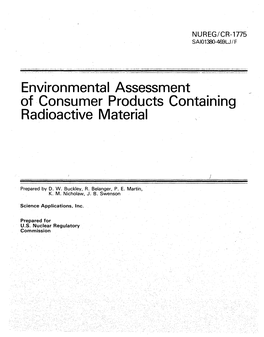 NUREG/CR-1775, "Environmental Assessment of Consumer Products