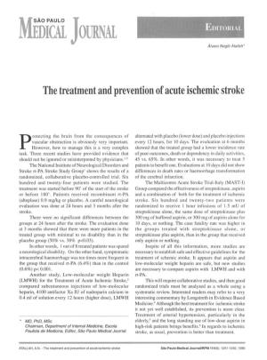 The Treatment and Prevention Ofacute Ischemic Stroke