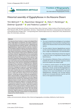 Historical Assembly of Zygophyllaceae in the Atacama Desert