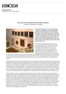 'Ashmolean Story' Gallery PRESS RELEASE