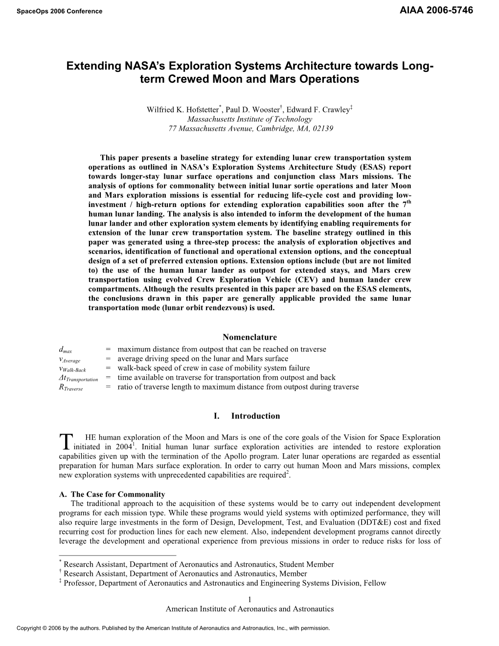 Extending NASA™S Exploration Systems Architecture Towards Long