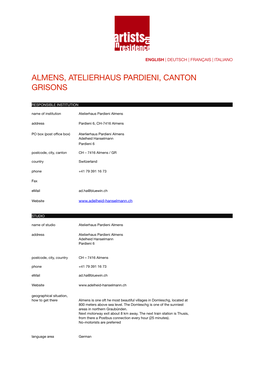 Almens, Atelierhaus Pardieni, Canton Grisons