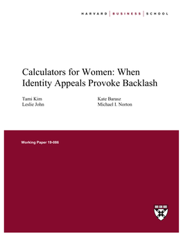 Calculators for Women: When Identity Appeals Provoke Backlash
