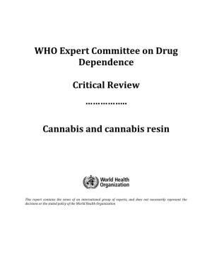 WHO Expert Committee on Drug Dependence Critical Review