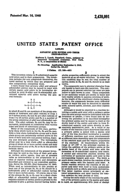 UNITED STATES PATENT OFFICE 2,438,091 ASPARTICAC DSTERS and TER PRE PABATON Kathryn L