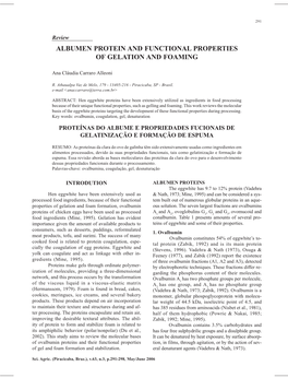 Albumen Protein and Functional Properties of Gelation and Foaming
