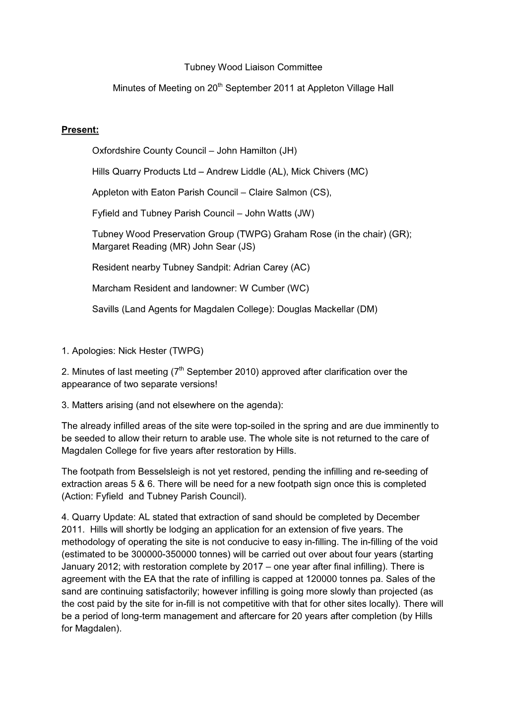 Tubney Wood Liaison Committee