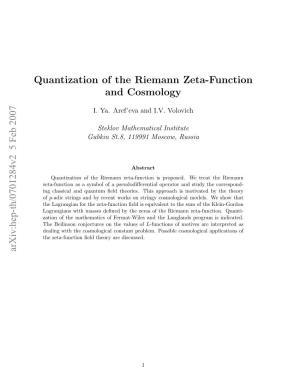 Quantization of the Riemann Zeta-Function and Cosmology
