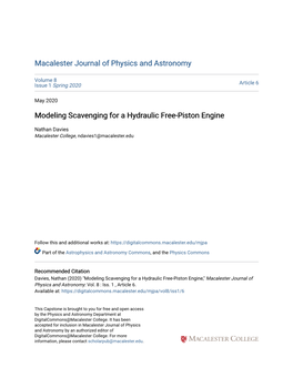 Modeling Scavenging for a Hydraulic Free-Piston Engine