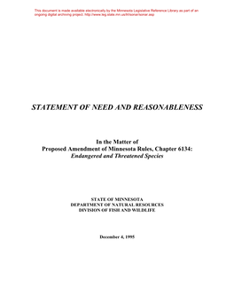 Statement of Need and Reasonableness