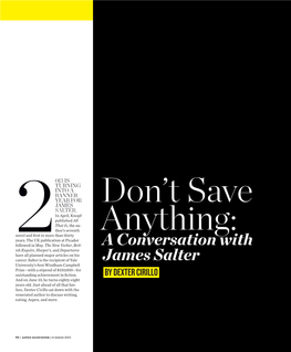Don't Save Anything: a Conversation with James Salter