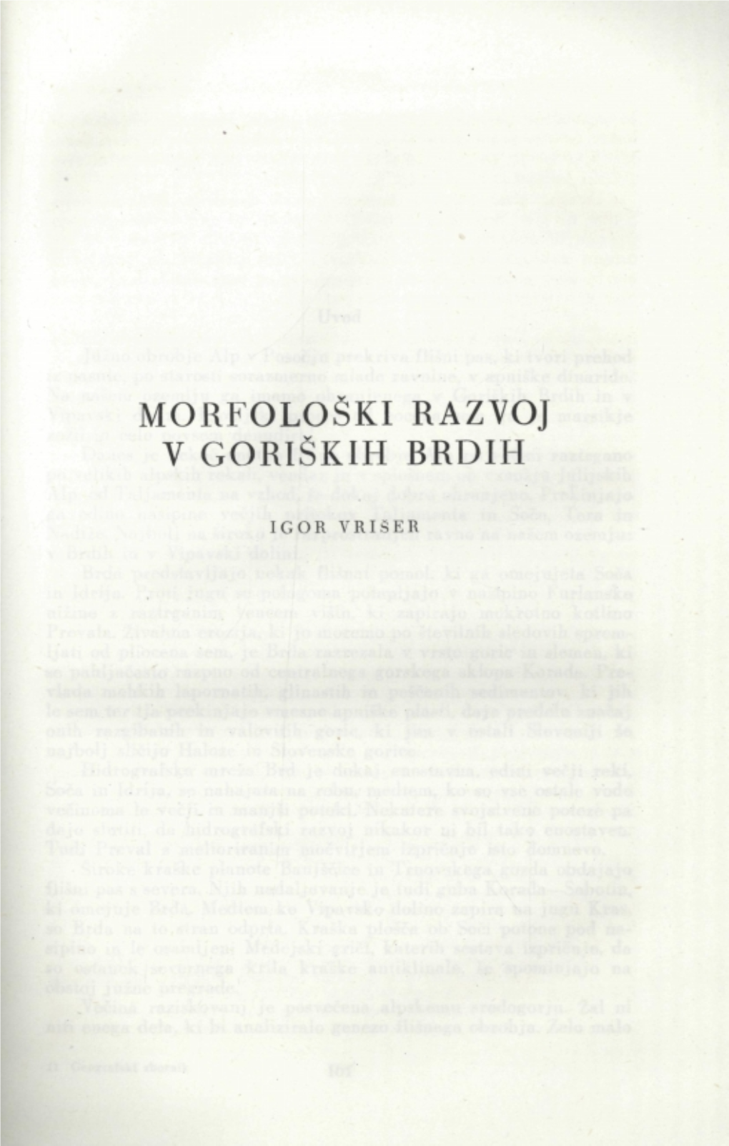 Morfološki Razvoj V Goriških Brdih