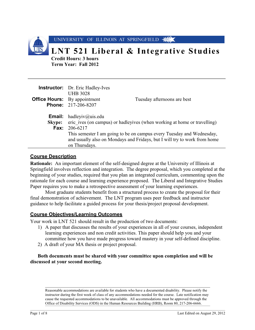 LNT 521 Liberal & Integrative Studies