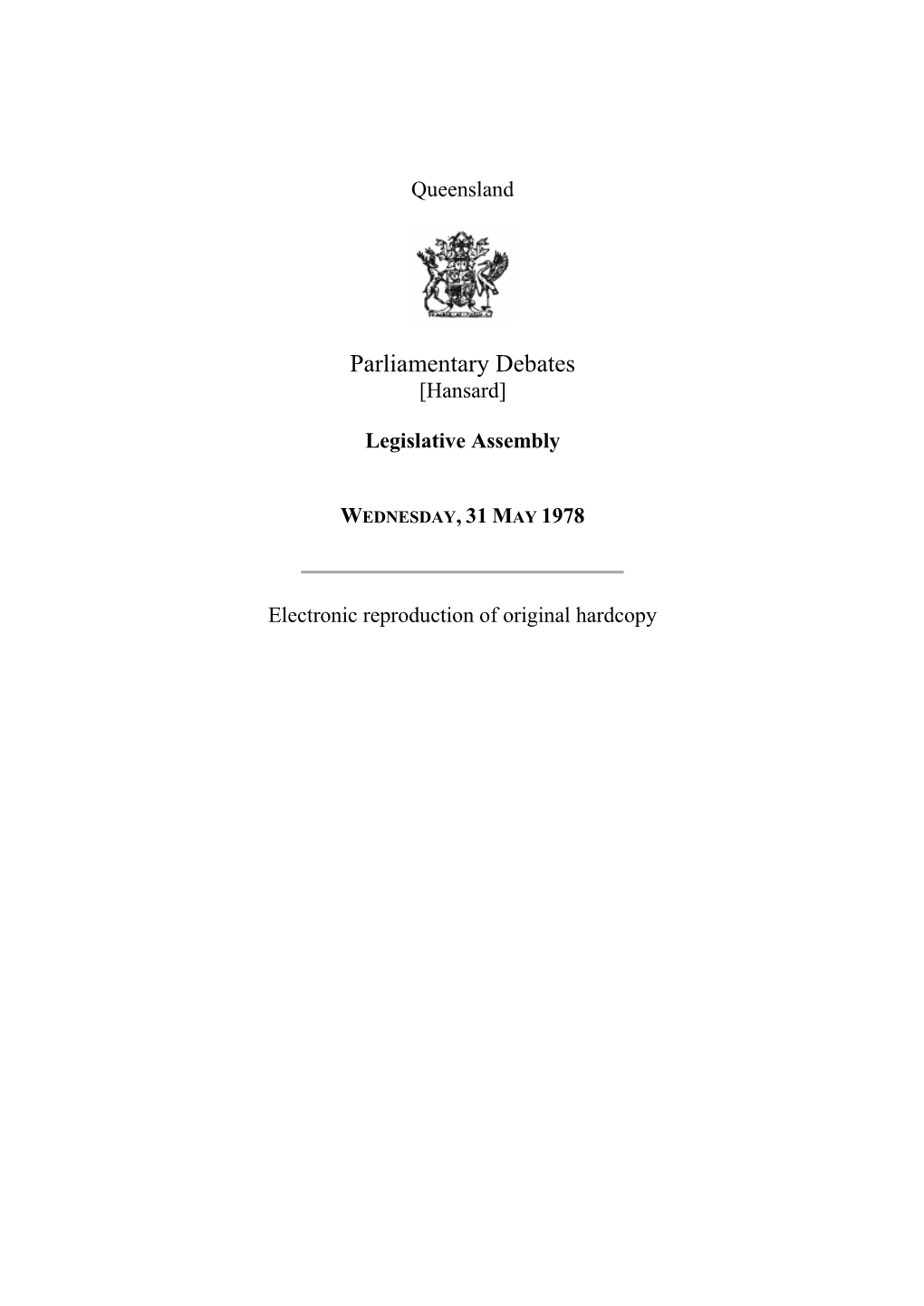 Legislative Assembly Hansard 1978