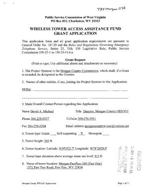 Wireless Tower Access Assistance Fund Grant Application