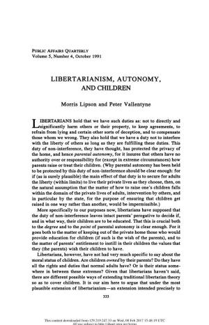 Libertarianism, Autonomy, and Children