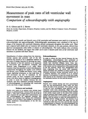 Measurement of Peak Rates of Left Ventricular Wall Movement in Man Comparison of Echocardiography with Angiography