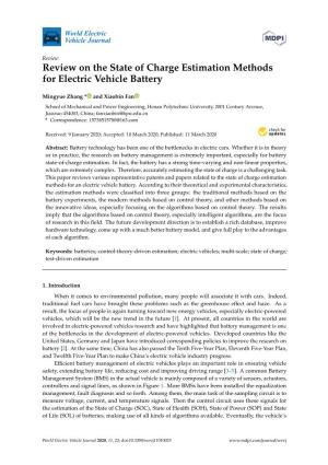 Review on the State of Charge Estimation Methods for Electric Vehicle Battery