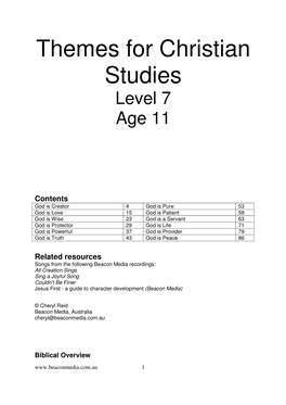 Themes for Christian Studies Level 7 Age 11